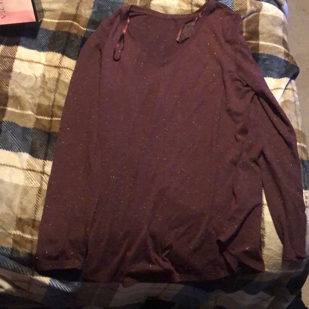 Purple shirt with gold sparkles